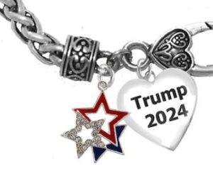 Beautiful Open Stars, Blue, Red, And One Wth Austrian Cut Crystals, On A Antique Wheat Chain Adjustable BraceletWhat A Wonderful Gift For Yourself, Or A Friend, Or A Family Member, Or As A Donor Gift. Hypoallergenic, noNickel, Lead, Or Cadmium In The Metal. ©2022