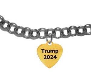 Beautiful Trump 2024 Gold Charm, On A, Will Fit Anyone, Adjustable Bracelet.What A Wonderful Gift For Yourself, Or A Friend, Or A Family Member, Or As A Donor Gift.  Hypoallergenic-Safe. Nickel,Lead, Cadmium Free ©2022