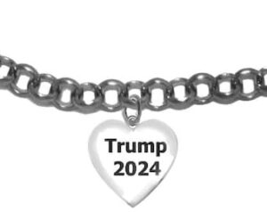 Beautiful Trump 2024 Stainless Steel Charm, On A, Will Fit Anyone, Adjustable Bracelet. What A Wonderful Gift For Yourself, Or A Friend, Or A Family Member, Or As A Donor Gift.Hypoallergenic-Safe. Nickel,Lead, Cadmium Free ©2022