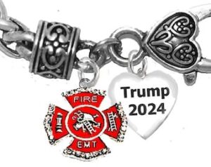 EMT-Firefighters’ For Trump, On A Adjustable Antique Wheat Chain Bracelet, What A Wonderful Gift For Yourself, Or A Friend, Or A Family Member, Or As A Donor Gift.Hypoallergenic, Nickel, Lead, And Poisonous Cadmium Free ©2022