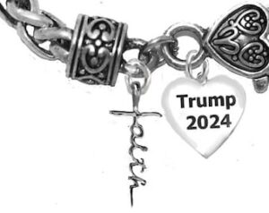 Faith In Cursive, Trump 2024 Heart, Adjustable Antique Wheat Chain Bracelet, What A Wonderful Gift For Yourself, Or A Friend, Or A Family Member, Or As A Donor Gift. Hypoallergenic, Nickel, Lead, And Poisonous Cadmium Free.