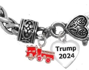 Firefighters’ For Trump, On A Adjustable Antique Wheat Chain Bracelet,What A Wonderful Gift For Yourself, Or A Friend, Or A Family Member, Or As A Donor Gift. Hypoallergenic-Safe, Nickel, Lead, And Poisonous Cadmium Free ©2024