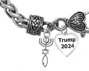 Messianic, Seal Of Jerusalem, Trump 2024 Heart, Adjustable Antique Wheat Chain Bracelet, What A Wonderful Gift For Yourself, Or A Friend, Or A Family Member, Or As A Donor Gift. Hypoallergenic, Nickel, Lead, And Cadmium Free ©2022