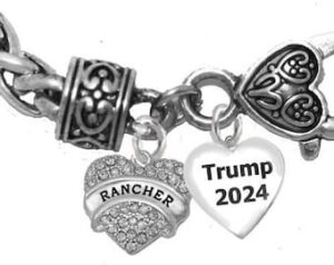 Rancher Heart, With Genuine Austrian cut Crystal, On A Adjustable Antique Wheat Chain Bracelet, What A Wonderful Gift For Yourself, Or A Friend, Or A Family Member, Or As A Donor Gift.Hypoallergenic, Nickel, Lead, Cadmium Free