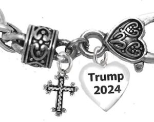 Tailored Cable Cross, Trump 2024 Heart, Adjustable Antique Wheat Chain Bracelet, What A Wonderful Gift For Yourself, Or A Friend, Or A Family Member, Or As A Donor Gift.Hypoallergenic, Nickel, Lead, And Poisonous Cadmium Free