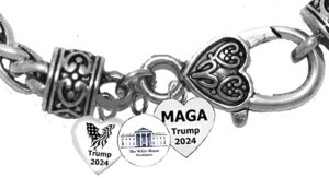 American Eagle Flag Trump 2024, White House, This Shows Where Donald Trump Is Going In 2024, MAGA Trump 2024, On A Antique Wheat Chain Bracelet,  What A Wonderful Gift For Yourself, Or A Friend, Or A Family Member, Or As A Donor Gift. Hypoallergenic-Safe, No Nickel, Lead, Or Cadmium In The Metal. ©2023