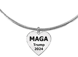 MAGA Trump 2024 Heart Adjustable Pendant,  What A Wonderful Gift For Yourself, Or A Friend, Or A Family Member, Or As A Donor Gift. Hypoallergenic-Safe, No Nickel , Lead Or Cadmium In The Metal ©2023.