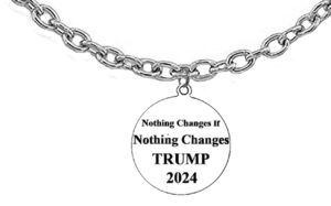 Nothing Changes If Nothing Changes Trump 2024 On A Adjustable Cable Chain Necklace, 18 Inches To 21 Inches. Hypoallergenic-Safe, No Nickel. Lead, Or Cadmium In The Metal.©2023