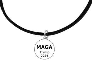 Genuine Black Suede Adjustable Bracelet, MAGA Trump 2024 Charm.  What A Wonderful Gift For Yourself, Or A Friend, Or A Family Member, Or As A Donor Gift. Hypoallergenic-Safe, No Nickel, Lead, Or Cadmium In The Metal ©2023