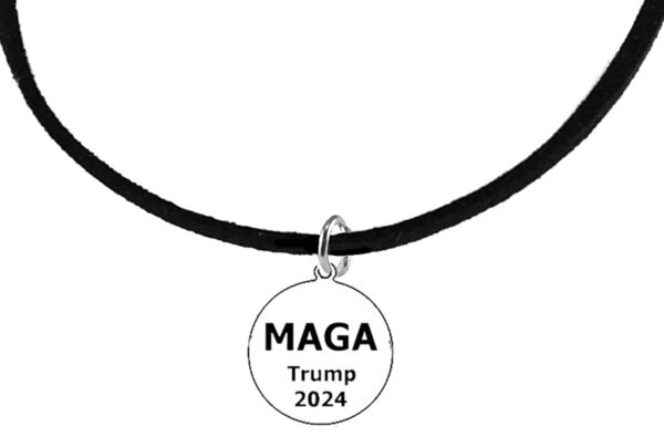 Genuine Black Suede Adjustable Bracelet, MAGA Trump 2024 Charm.  What A Wonderful Gift For Yourself, Or A Friend, Or A Family Member, Or As A Donor Gift. Hypoallergenic-Safe, No Nickel, Lead, Or Cadmium In The Metal ©2023