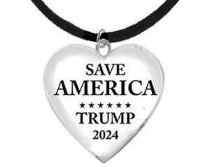 SAVE AMERICA, Trump 2024, Adjustable Black Suede Necklace. What A Wonderful Gift For Yourself, Or A Friend, Or A Family Member, Or As A Donor Gift. Hypoallergenic-Safe. Metal Is Nickel, Lead, And Cadmium Free. ©2022