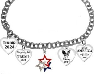 Save America, Eagle With American Flag Wing, Take America Back, TRUMP 2024,Crystal Floating Stars, Adjustable Bracelet.  What A Wonderful Gift For Yourself, Or A Friend, Or A Family Member, Or As A Donor Gift. Hypoallergenic©2022