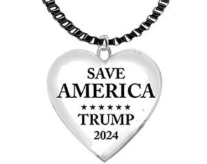 Save America, Trump 2024, Adjustable Fashionable Black Box Chain Necklace. What A Wonderful Gift For Yourself, Or A Friend, Or A Family Member, Or As A Donor Gift. Hypoallergenic-Safe. No Nickel, Lead, Or Cadmium In The Metal©2022