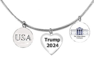 USA, Trump 2024, The White House, This Shows Where Donald Trump Is Going In 2024, Charms On A Adjustable Snake Chain. This Necklace Will Fit Everyone, What A Wonderful Gift For Yourself, Or A Friend, Or A Family Member, Or As A Donor Gift .Hypoallergenic-Safe, No Nickel, Lead, Or Cadmium In The Metal. ©2023.