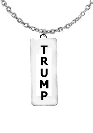 Trump, Silvertone Charm On A Small Cable Chain Necklace, 18-21 Inches, What A Wonderful Gift For Yourself, Or A Friend, Or A Family Member, Or As A Donor Gift. Hypoallergenic-Safe, No Nickel, Lead Or Cadmium In The Metal. ©2023 FREE SHIPPING