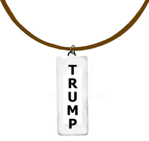 Trump, Silvertone Charm On A Genuine Brown Suede Necklace, 18-21 Inches, What A Wonderful Gift For Yourself, Or A Friend, Or A Family Member, Or As A Donor Gift. Hypoallergenic-Safe, No Nickel, Lead Or Cadmium In The Metal. ©2023 FREE SHIPPING
