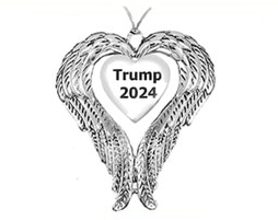 Christmas Ornament Beautiful Angle Wings In The Shape Of A Heart, Trump 2024 Heart, With A Tie To Attach To Tree.What A Wonderful Gift For Yourself, Or A Friend, Or A Family Member, Or As A Donor Gift. Hypoallergenic