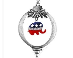 Fabulous Gift! Christmas Ornament, Republican Elephant Set With Genuine Austrian Cut Crystal, What A Wonderful Gift For Yourself, Or A Friend, Or A Family Member, Or As A Donor Gift.