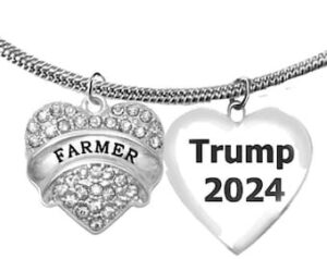 Farmer Heart, With Genuine Austrian cut Crystal, On A Adjustable Snake Chain Necklace, What A Wonderful Gift For Yourself, Or A Friend, Or A Family Member, Or As A Donor Gift.Hypoallergenic, Nickel, Lead, And Cadmium Free ©2024
