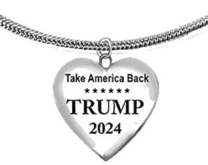 TAKE AMERICA BACK, Trump 2024, Adjustable Snake Chain Necklace. What A Wonderful Gift For Yourself, Or A Friend, Or A Family Member, Or As A Donor Gift. Hypoallergenic-Safe. Nickel, Lead, Cadmium Free. ©2022