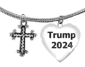 Tailored Cable Cross, Trump 2024 Heart, Adjustable Snake Chain Necklace,What A Wonderful Gift For Yourself, Or A Friend, Or A Family Member, Or As A Donor Gift. Hypoallergenic, Nickel, Lead, And Poisonous Cadmium Free ©2022