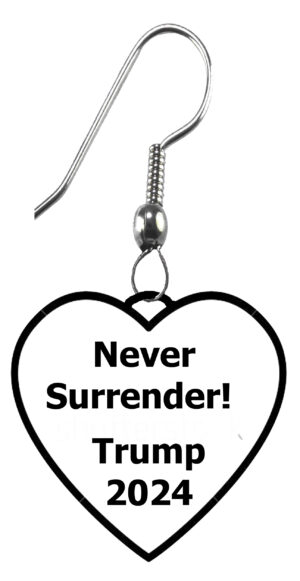 Never Surrender! Heart, Fabulous Fishhook Earrings, What A Great Gift For Yourself, Or A Friend, Or A Family Member, Or As A Donor Gift. Hypoallergenic, No Nickel, Lead, Or Cadmium In The Metal. ©2023