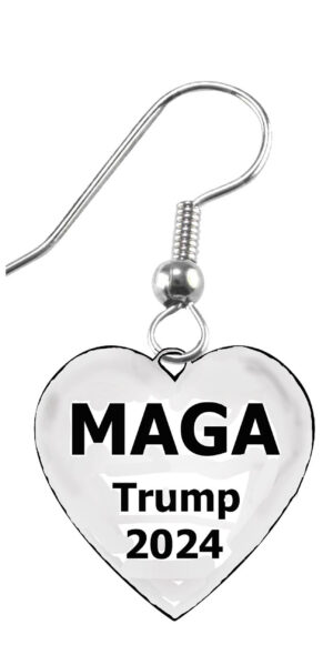 Our Number #1 Selling Earring, MAGA, Make America Great Again.  What A Wonderful Gift For Yourself, Or A Friend, Or A Family Member, Or As A Donor Gift.  Hypoallergenic-Safe, No Nickel, Lead, Or Cadmium In The Metal. ©2023