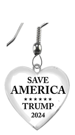 SAVE AMERICA, Trump 2024, Surgical Steel Fish Hook Earring. What A Wonderful Gift For Yourself, Or A Friend, Or A Family Member, Or As A Donor Gift. Hypoallergenic-Safe. Metal Is Nickel, Lead, And Cadmium Free. Free Shipping©2022