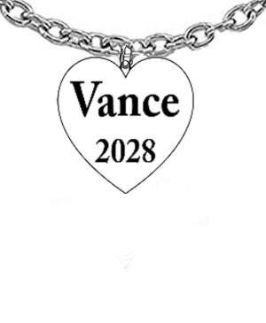 Vance 2028, For President, Silvertone Heart On A Adjustable Cable Chain Necklace. What A Wonderful Gift For Yourself, Or Someone Special. Gift Ready Comes In A Black Velvet Bag. Hypoallergenic-Safe. No Nickel, Lead, Or Cadmium In The Metal. Neck Chain Adjusts From 18 Inches To 21 Inches. This Charm Is Available By Request on Bracelets, Earrings, Or Key Chains. Each Jewelry Items Is Made And Assembled When The Order Is Received. Large Orders Can Be Made In 1-5 Days. Handmade In The USA By Military Veterans. Copyright ©2025