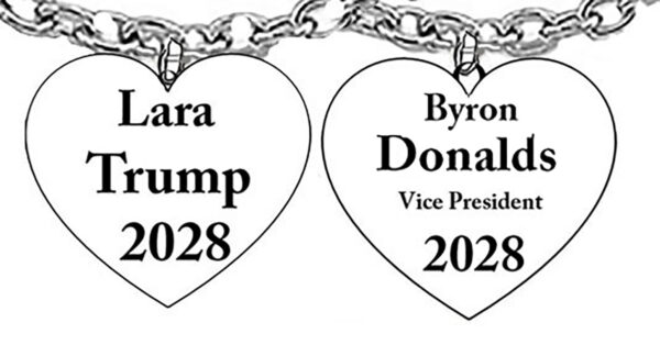 Lara Trump 2028, For President, On The Back Of Charm, “ Byron Donalds Vice President , 2028 ”, Silvertone Heart On A Adjustable Cable Chain Necklace. What A Wonderful Gift For Yourself, Or Someone Special. Gift Ready Comes In A Black Velvet Bag. Hypoallergenic-Safe. No Nickel, Lead, Or Cadmium In The Metal. Neck Chain Adjusts From 18 Inches To 21 Inches. This Charm Is Available By Request on Bracelets, Earrings, Or Key Chains. Each Jewelry Items Is Made And Assembled When The Order Is Received. Large Orders Can Be Made In 1-5 Days. Handmade In The USA By Military Veterans. Copyright ©2025